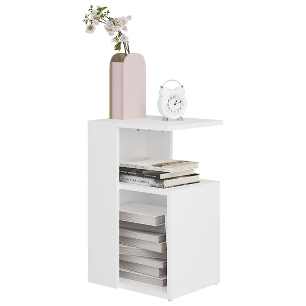 Side Table White 36X30x56 Cm Engineered Wood Side Tables