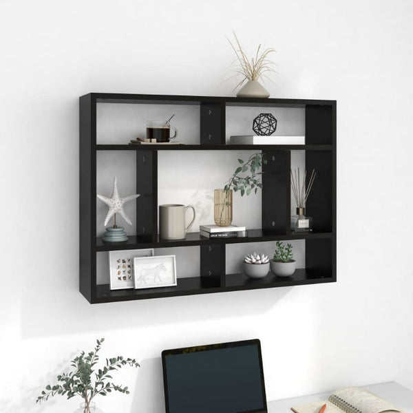 Wall Shelf Black 75X16x55 Cm Engineered Wood Wall Shelves