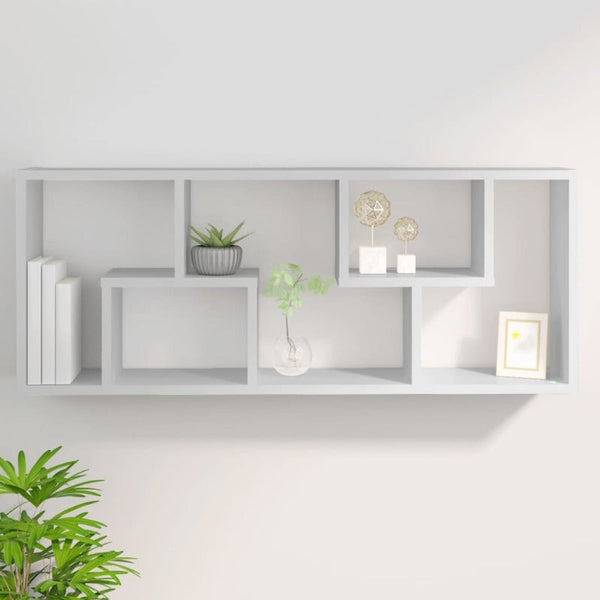 Wall Shelf White 36X16x90 Cm Engineered Wood