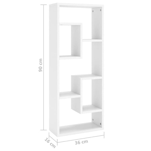 Wall Shelf White 36X16x90 Cm Engineered Wood Bookshelves
