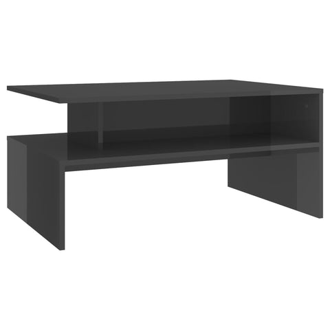 Coffee Table High Gloss Grey 90X60x42.5 Cm Engineered Wood Coffee Tables