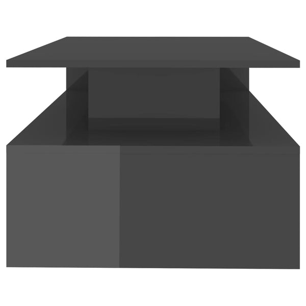 Coffee Table High Gloss Grey 90X60x42.5 Cm Engineered Wood Coffee Tables