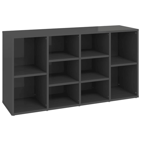 Vidaxl Shoe Bench High Gloss Grey 103X30x55 Cm Engineered Wood Shoe Organisers