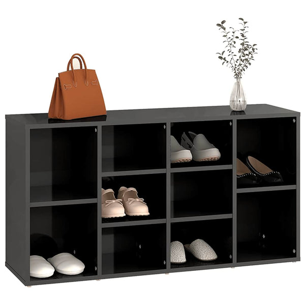 Vidaxl Shoe Bench High Gloss Grey 103X30x55 Cm Engineered Wood Shoe Organisers
