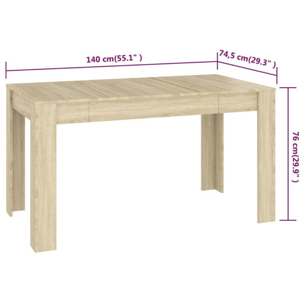 Dining Table Sonoma Oak 140X74.5X76 Cm Engineered Wood Dining Tables