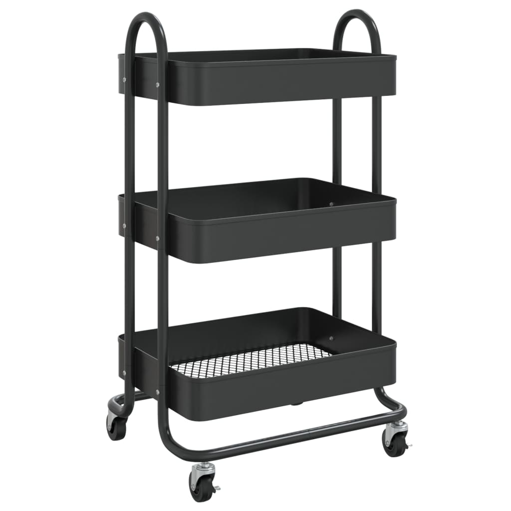 3 Tier Trolley Black 43X34x79 Cm Steel Other Home Furniture