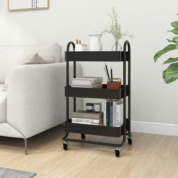 3 Tier Trolley Black 43X34x79 Cm Steel Other Home Furniture