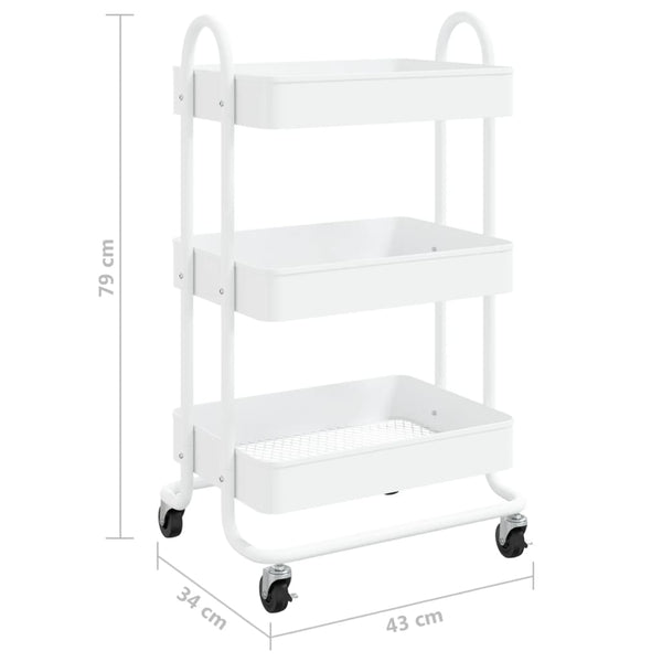 3 Tier Trolley White 43X34x79 Cm Steel Other Home Furniture