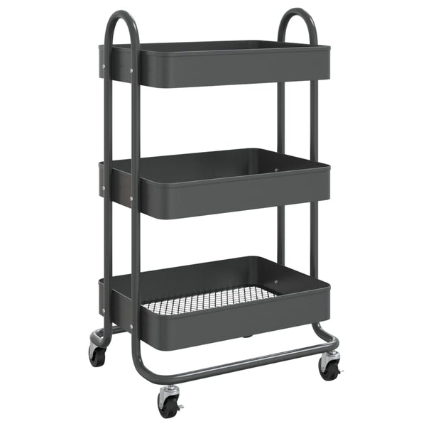 3 Tier Trolley Anthracite 43X34x79 Cm Steel Other Home Furniture