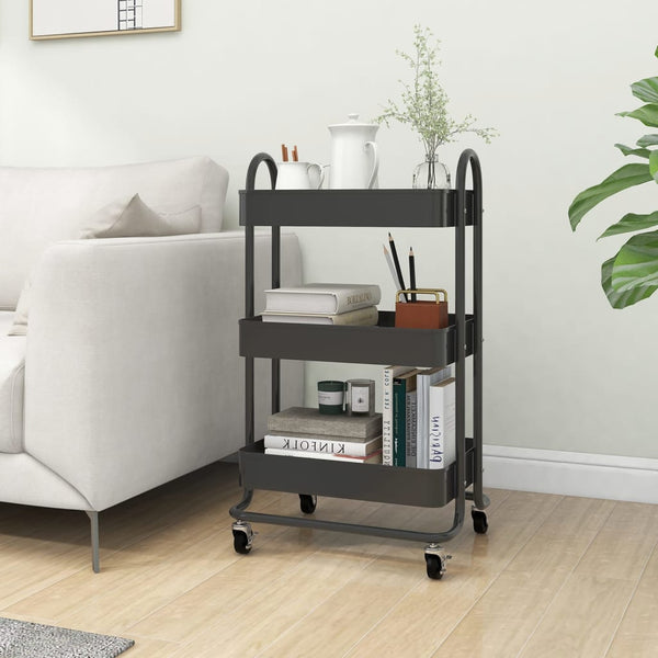 3 Tier Trolley Anthracite 43X34x79 Cm Steel Other Home Furniture