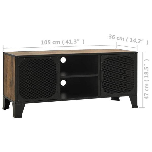Tv Cabinet Rustic Brown 105X36x47 Cm Metal And Mdf Tv Stands & Entertainment Units