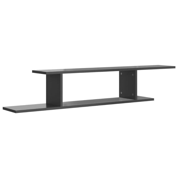 Wall Mounted Tv Shelf High Gloss Grey 125X18x23 Cm Engineered Wood Bookshelves