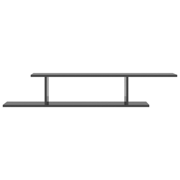Bookshelves Wall Mounted Tv Shelf High Gloss Grey 125X18x23 Cm Engineered Wood