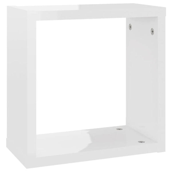 Bookshelves Wall Cube Shelves 4 Pcs High Gloss White 30X15x30 Cm