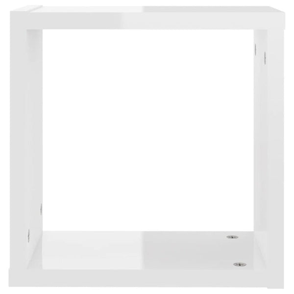 Wall Cube Shelves 4 Pcs High Gloss White 30X15x30 Cm