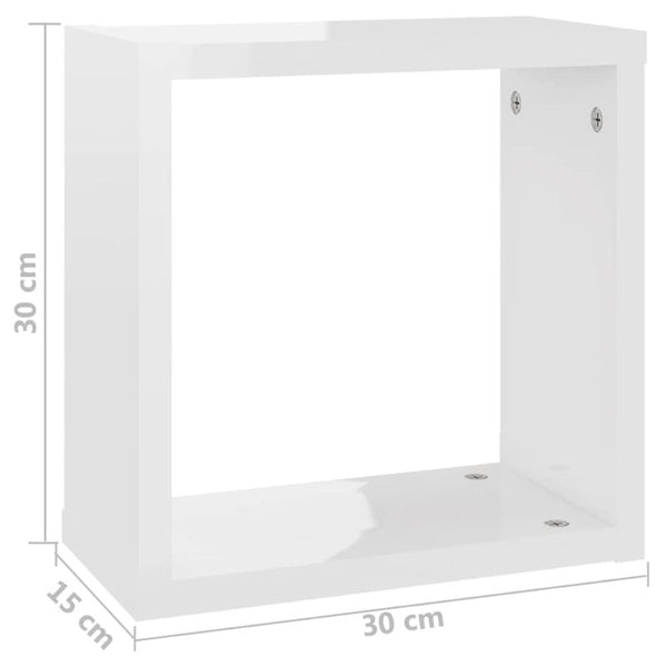 Bookshelves Wall Cube Shelves 4 Pcs High Gloss White 30X15x30 Cm