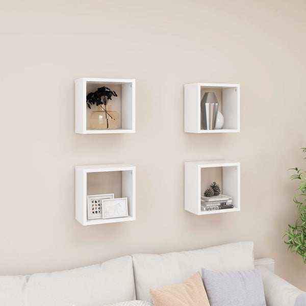Wall Cube Shelves 4 Pcs White 26X15x26 Cm Wall Shelves
