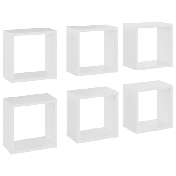 Wall Cube Shelves 6 Pcs White 26X15x26 Cm Wall Shelves