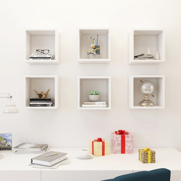 Wall Cube Shelves 6 Pcs White 26X15x26 Cm Wall Shelves