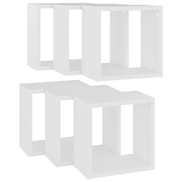 Wall Cube Shelves 6 Pcs White 26X15x26 Cm Wall Shelves
