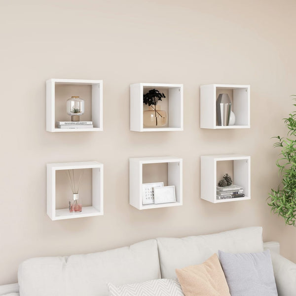 Wall Cube Shelves 6 Pcs White 26X15x26 Cm Wall Shelves