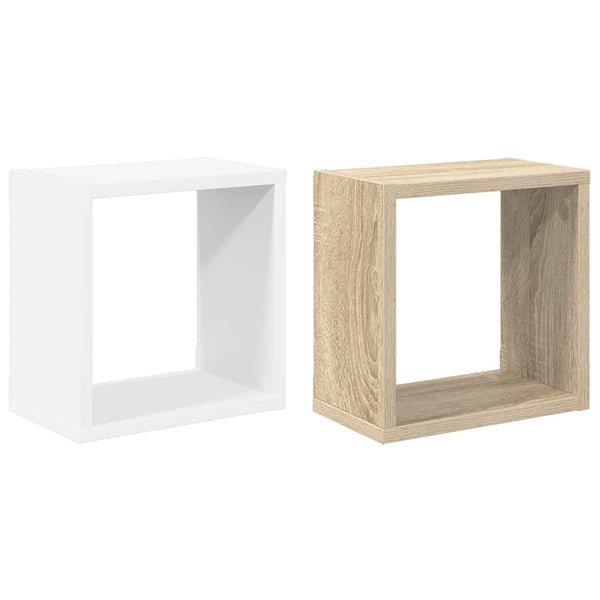 Vidaxl Wall Cube Shelves 2 Pcs White And Sonoma Oak 26X15x26 Cm Wall Shelves