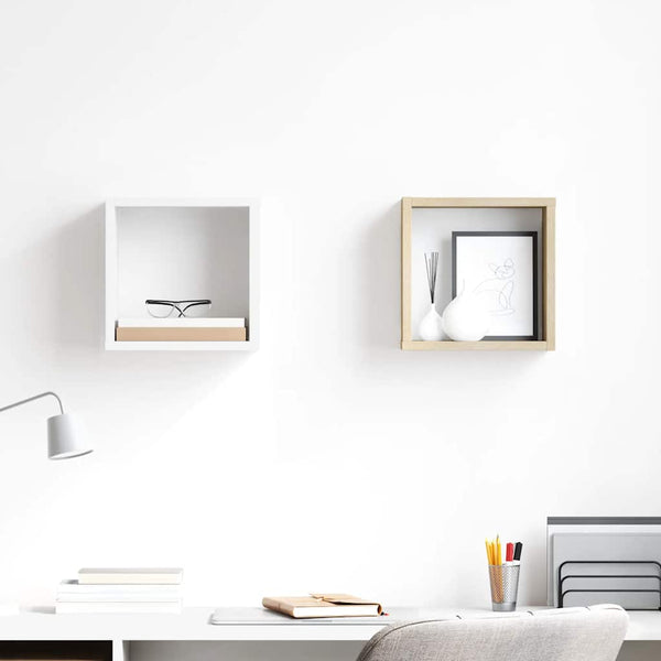 Vidaxl Wall Cube Shelves 2 Pcs White And Sonoma Oak 26X15x26 Cm Wall Shelves
