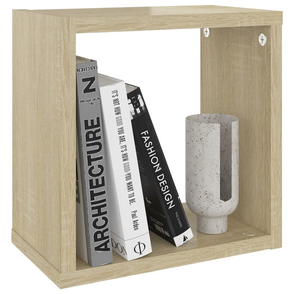 Wall Cube Shelves 4 Pcs White And Sonoma Oak 26X15x26 Cm Wall Shelves