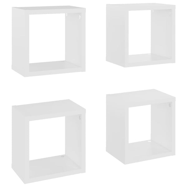 Wall Cube Shelves 4 Pcs White 22X15x22 Cm Wall Shelves