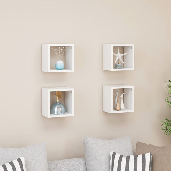 Wall Cube Shelves 4 Pcs White 22X15x22 Cm Wall Shelves