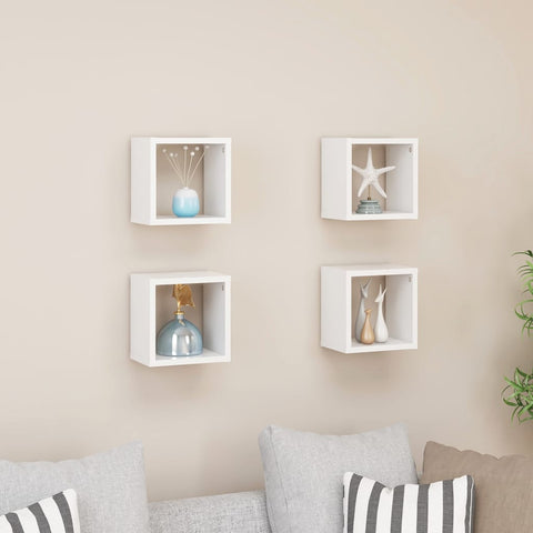 Wall Cube Shelves 4 Pcs White 22X15x22 Cm Wall Shelves