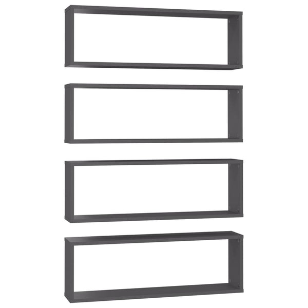 Wall Cube Shelves 4 Pcs Grey 80X15x26.5 Cm Engineered Wood Wall Shelves