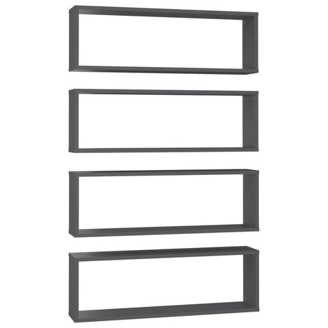 Wall Cube Shelves 4 Pcs Grey 80X15x26.5 Cm Engineered Wood Wall Shelves