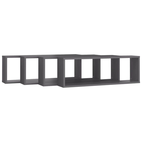 Wall Cube Shelves 4 Pcs Grey 80X15x26.5 Cm Engineered Wood Wall Shelves