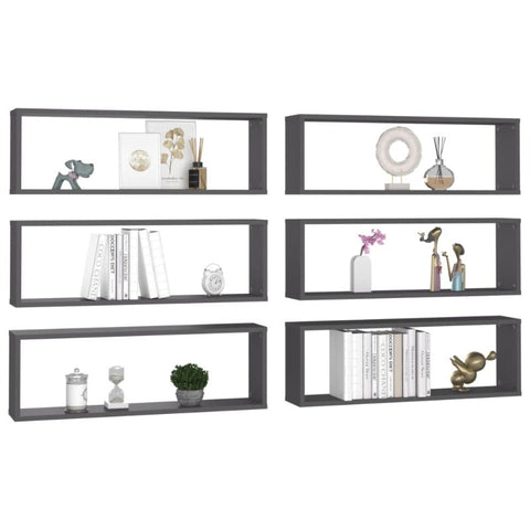 Wall Cube Shelves 6 Pcs 80X15x26.5 Cm Engineered Wood Bookshelves