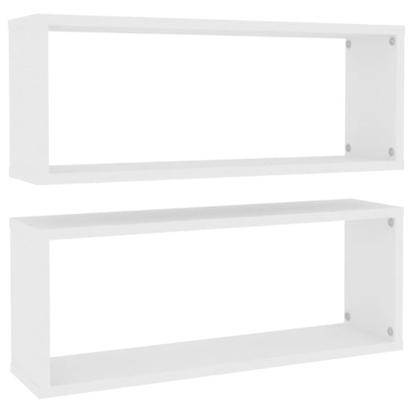 Wall Cube Shelves 2 Pcs White 60X15x23 Cm Engineered Wood Bookshelves