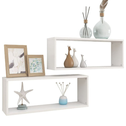 Wall Cube Shelves 2 Pcs White 60X15x23 Cm Engineered Wood Bookshelves