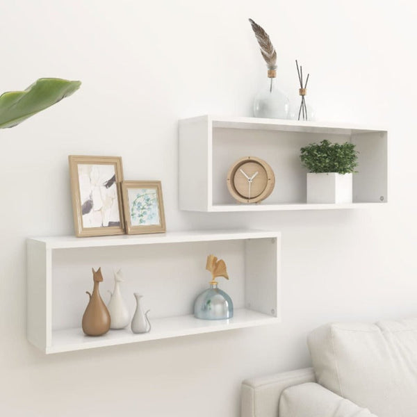 Wall Cube Shelves 2 Pcs White 60X15x23 Cm Engineered Wood Bookshelves