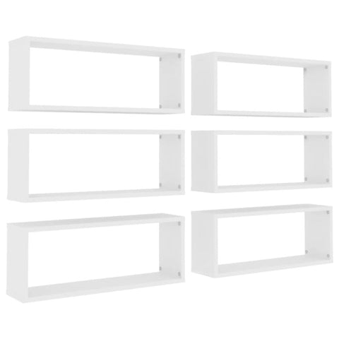 Bookshelves Wall Cube Shelves 6 Pcs White 60X15x23 Cm Engineered Wood