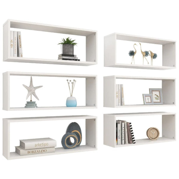 Bookshelves Wall Cube Shelves 6 Pcs White 60X15x23 Cm Engineered Wood