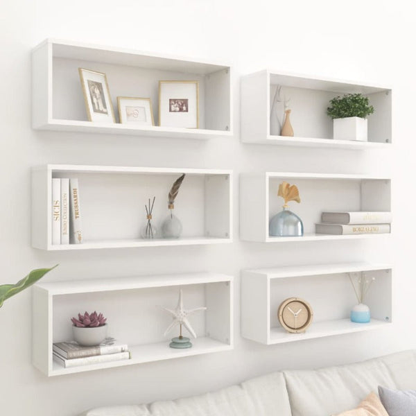 Wall Cube Shelves 6 Pcs White 60X15x23 Cm Engineered Wood Bookshelves