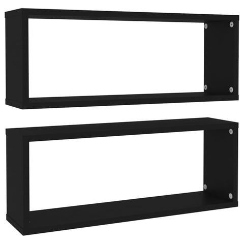 Wall Cube Shelves 2 Pcs Black 60X15x23 Cm Engineered Wood Wall Shelves
