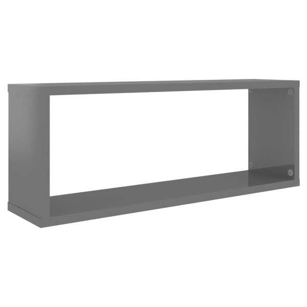 Wall Cube Shelves 6 Pcs High Gloss Grey 60X15x23 Cm Engineered Wood Wall Shelves