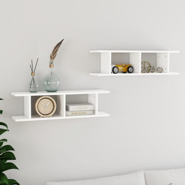 Wall Shelves 2 Pcs White 75X18x20 Cm Engineered Wood