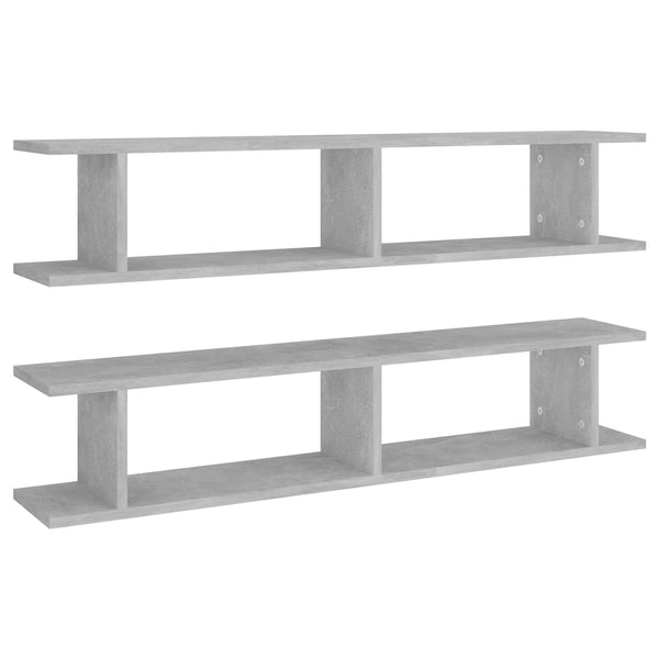 Vidaxl 2 Pcs Concrete Grey 105X18x20 Cm Engineered Wood Wall Shelves