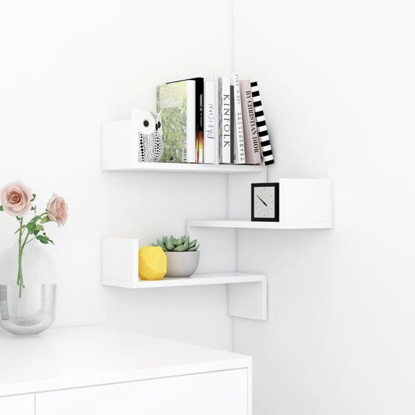 Wall Corner Shelf White 40X40x50 Cm Engineered Wood Bookshelves