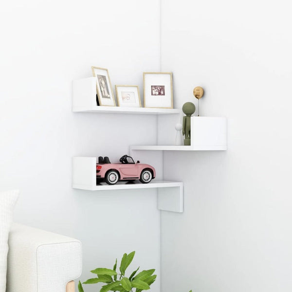 Wall Corner Shelf White 40X40x50 Cm Engineered Wood Bookshelves