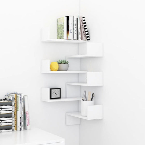 Vidaxl Wall Corner Shelves 2 Pcs White 40X40x50 Cm Engineered Wood Wall Shelves