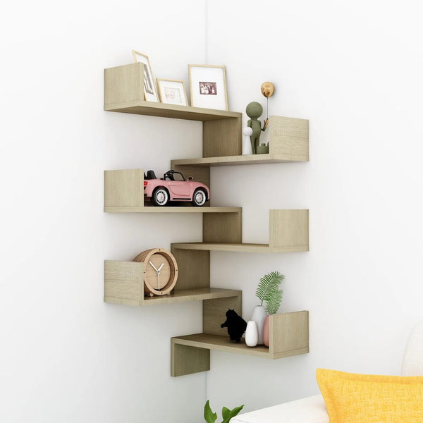 Wall Corner Shelves 2 Pcs Sonoma Oak 40X40x50 Cm Engineered Wood Wall Shelves