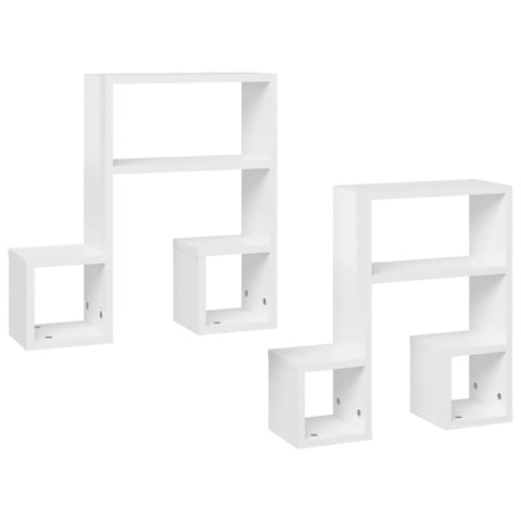 Wall Shelves 2 Pcs High Gloss White 50X15x50 Cm Engineered Wood